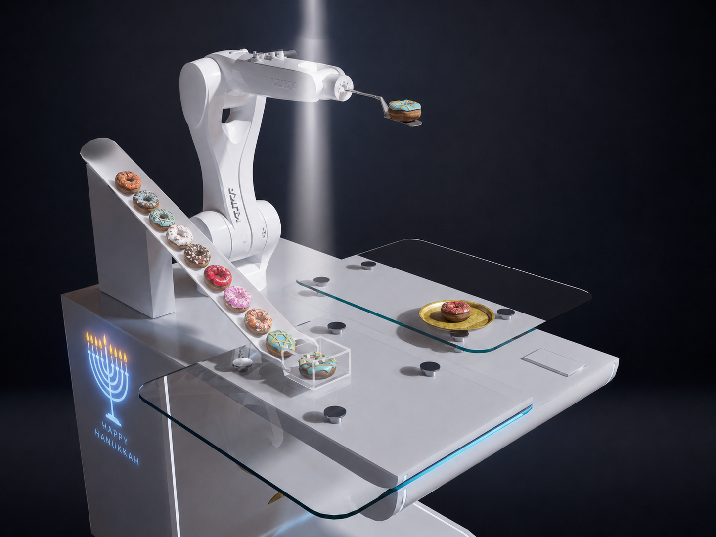 Robotic pastry display — donut conveyor brand activation concept