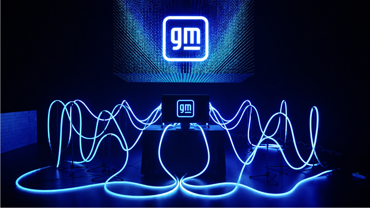 GM brand activation with neon trace light installation