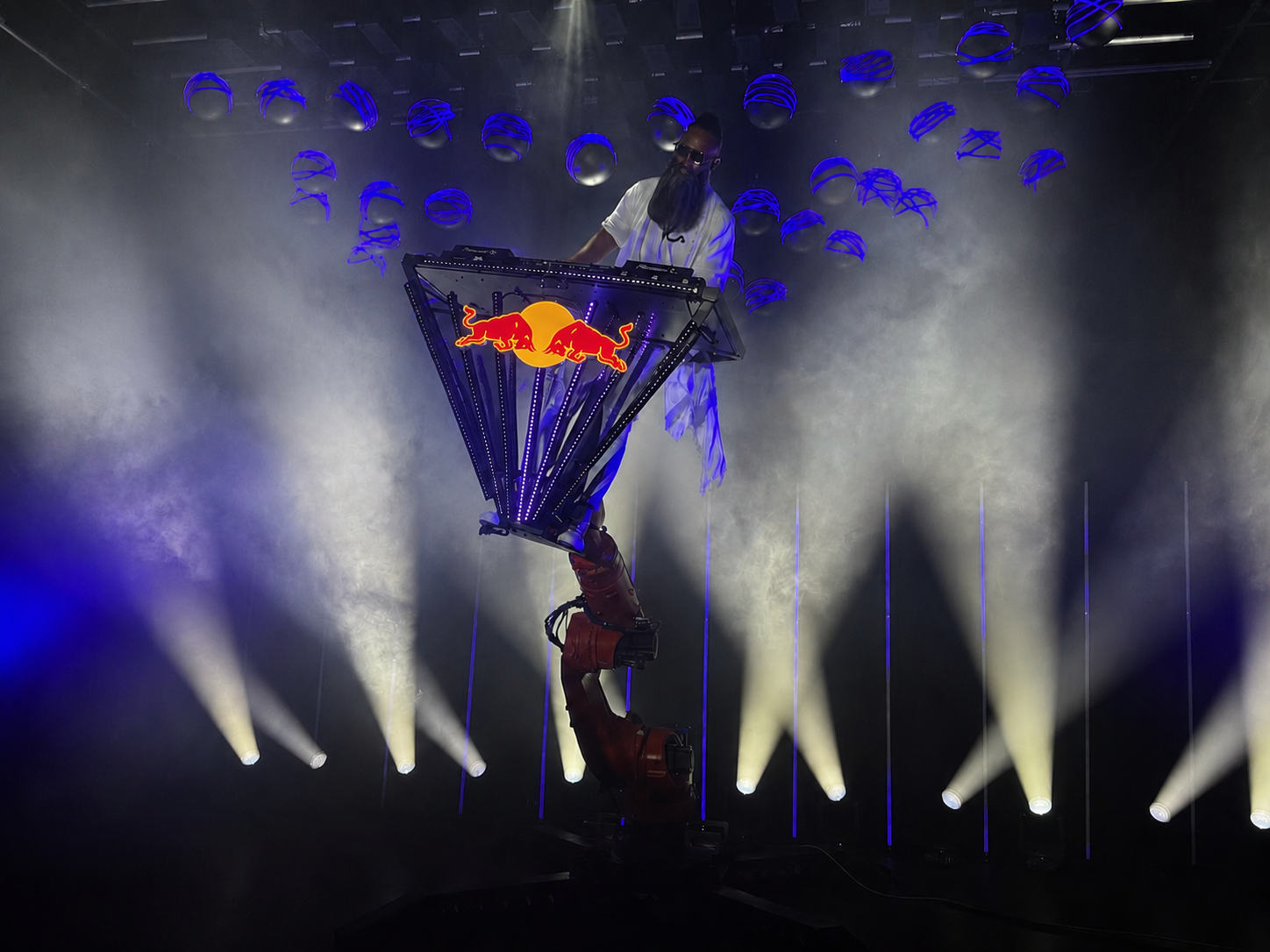 Red Bull suspended KUKA logo installation at concert