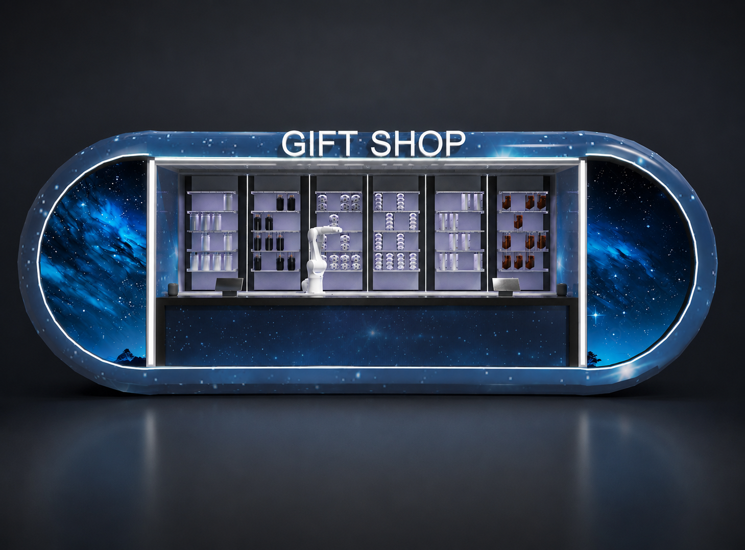 Cosmic Gift Shop interactive robotic retail installation