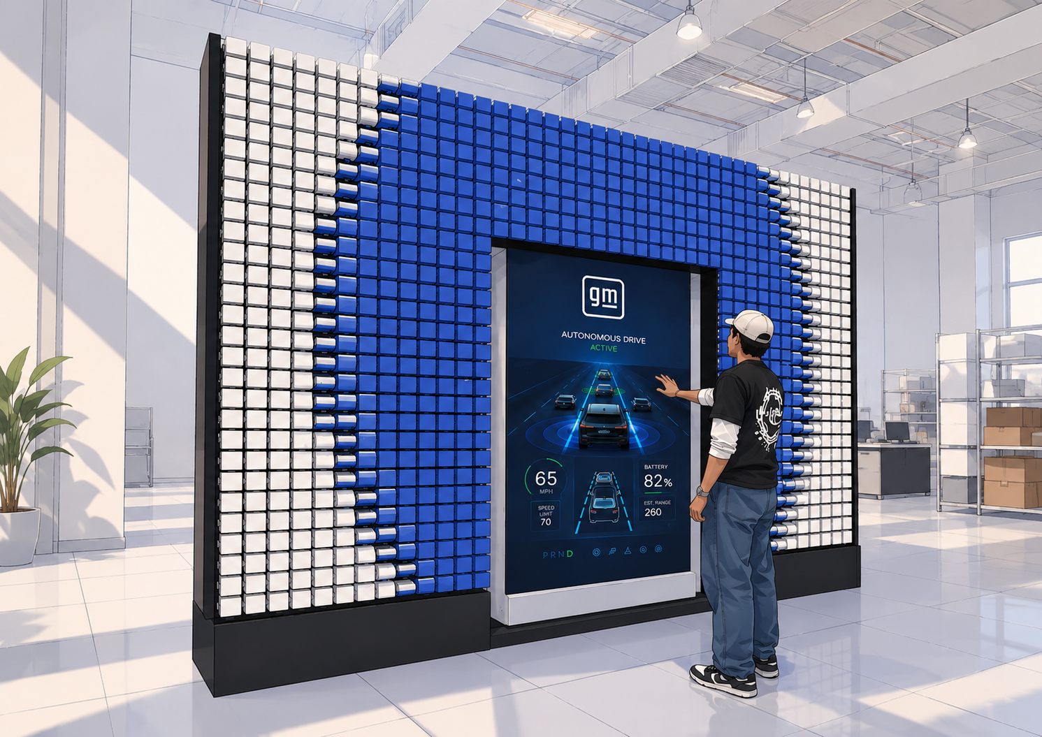 GM brand activation concept — Flip Brick wall
