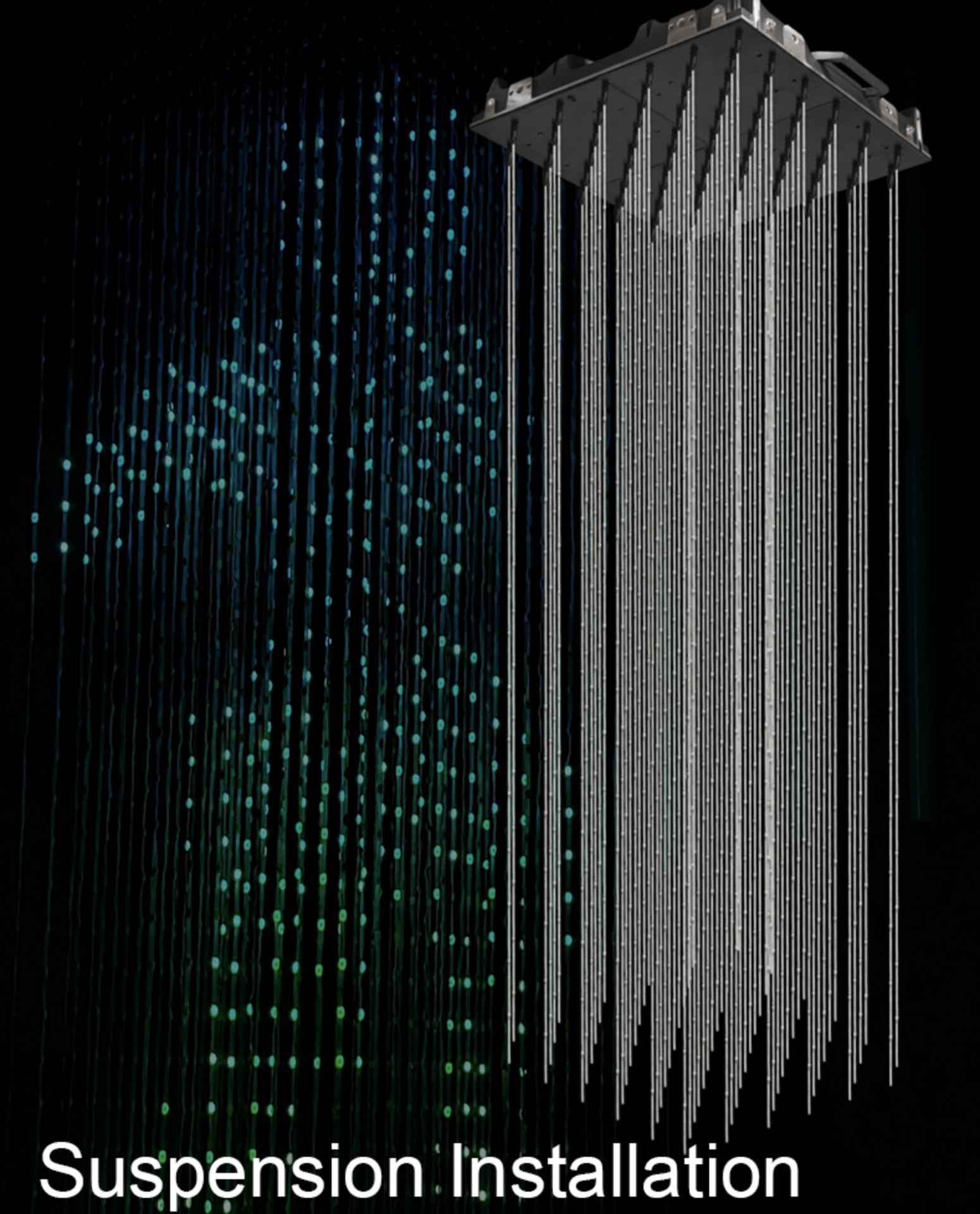 3D Matrix Screen — suspension installation with rain of LED pixels