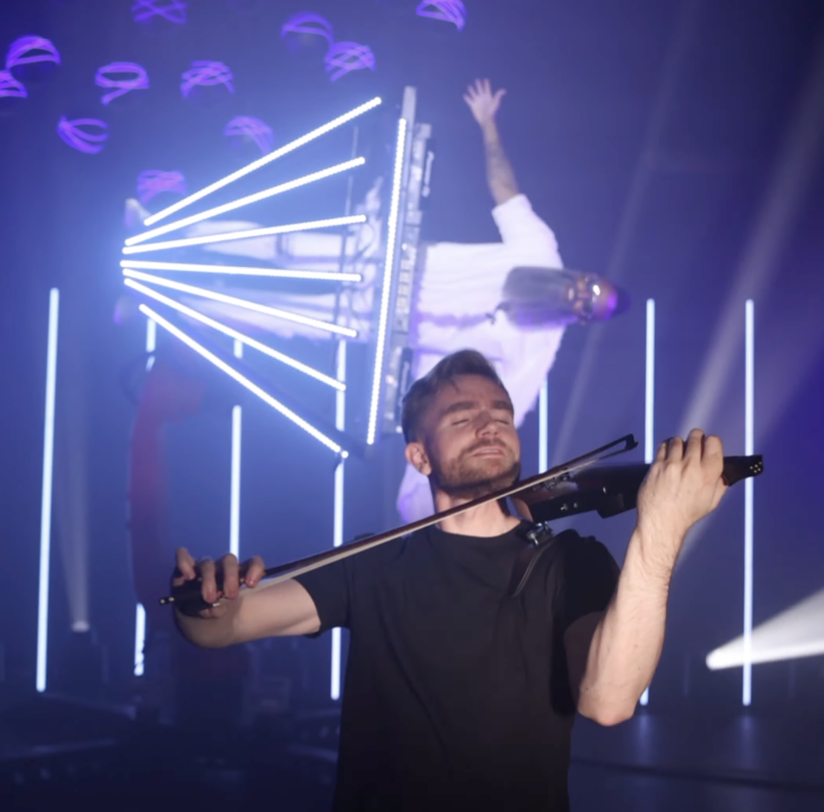 SkyNova robot DJ show with dynamic lighting and laser effects