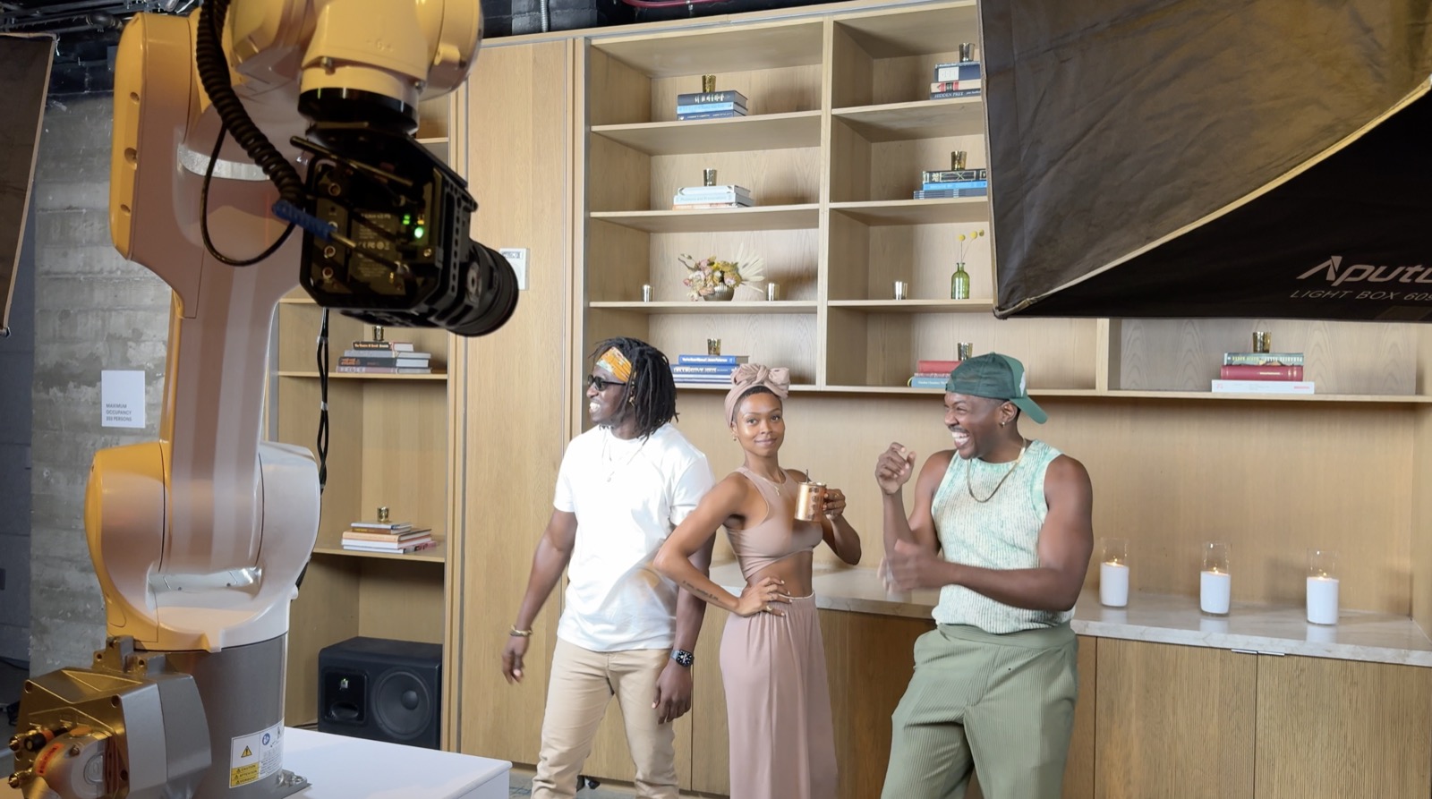 RoboCam robotic camera filming guests at a live event in Los Angeles